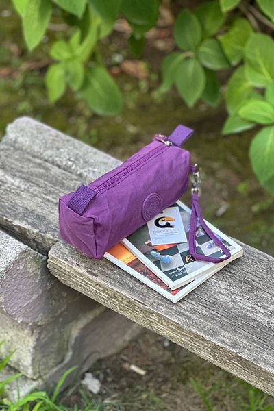 DodoButik Purple Crinkle Fabric Pencil and Makeup Bag
