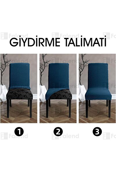 Faiend Sandalye Kılıfı Yıkanabilir Likralı Esnek Lastikli Sandalye Örtü
