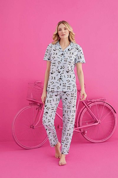 ELİZ HOMEWEAR Buttoned Cotton Pidma Set