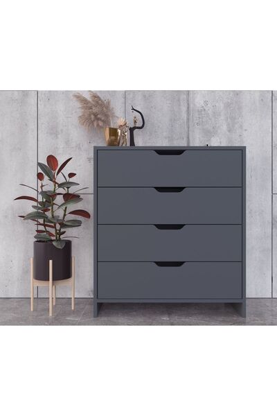 Ankara Mobilya Efes 4 Çekmeceli Antrasit Şifonyer