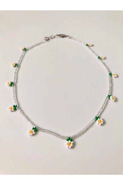 Handmade Minimal Boncuk Papatya Kolye