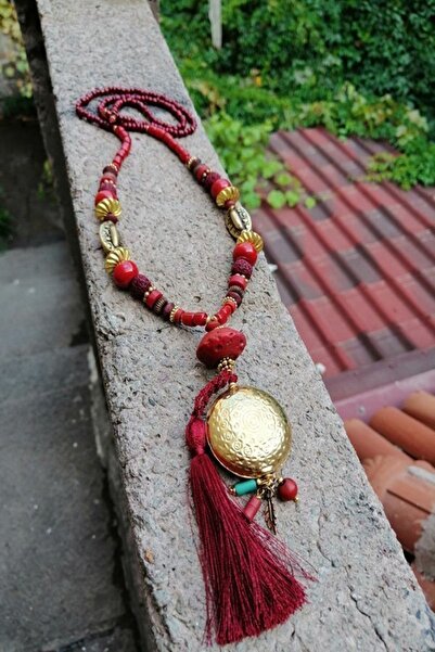 Cocopelli Concept El Yapımı Otantik Doğal Taş Etnik Uzun Kolye