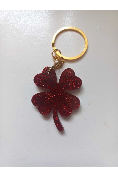 demirbasavm سلسلة مفاتيح إيبوكسي كلوفر - صناعة يدوية