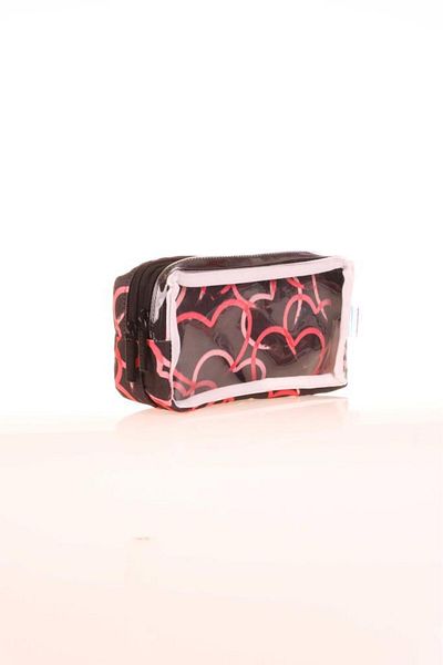 KAUKKO Τσάντα μολυβιού Spring - Transparente, Black Hearts K2612