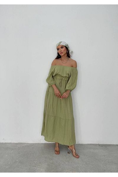 İLKCET MODA Madonna Collar - Seersucker φόρεμα με ελαστική μέση