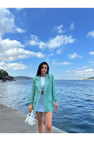 ZF BUTİK Folded Linen Jacket - Relaxed Fit