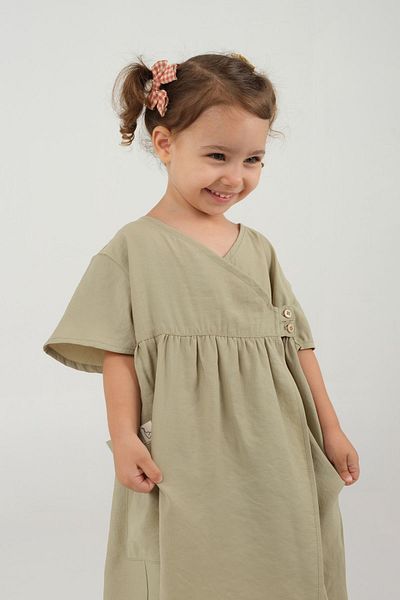 Mioma Kids Sage Double-Breasted Dress