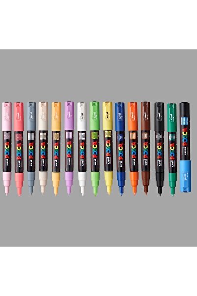 Uni 0.7mm Posca Marker Pen - Felt Tip, 15Pcs Assorted Colors Set