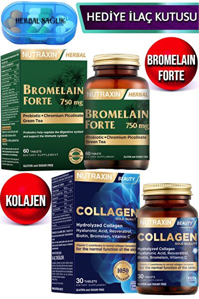 Nutraxin Bromelain Forte 60 Adet Tablet + Nutraxin Hidrolize Kolajen 30 Adet Tablet
