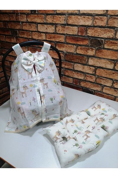 BUSEBABYHOME Muslin Stroller Cover and Cushion - Set of 2