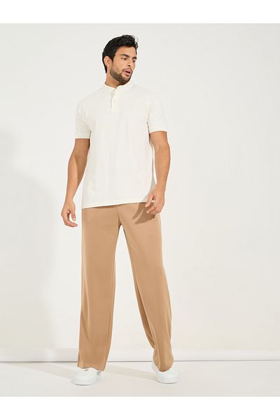 Styli Premium Scuba Relaxed Knit Pants with Pleat Detail