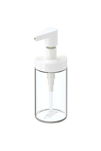 IKEA Taçkan 200 ml Glass Liquid Soap Dispenser, Liquid Detergent Dispenser, White Lid,