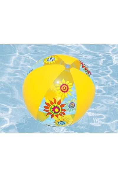BESTWAY 51 cm Patterned Yellow Inflatable Sea and Pool Ball - Children's Garden Play Ball