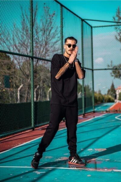 Genel Markalar Erkek Siyah Oversize T-shirt