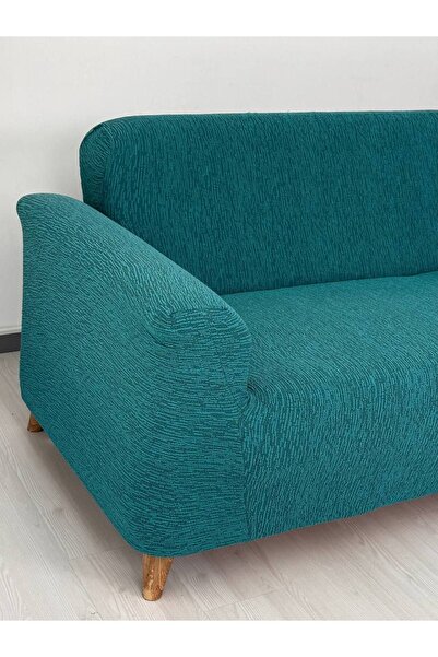 defnehome collection Jakar Kumaş Lastikli Kayma Yapmayan 3 Kişilik 1 Adet Büyük Kanepe Örtüsü Turkuaz