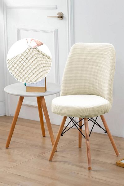 Faiend Washable Stretch Elastic Lycra Oval Chair Cover - Round Chair Cover (Cream-Color)