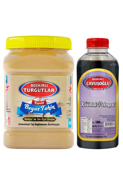 Bozkırlı Çavuşoğlu White Tahini with Bran 930g Special Production Turkey Single + Cone Molasses 1000g