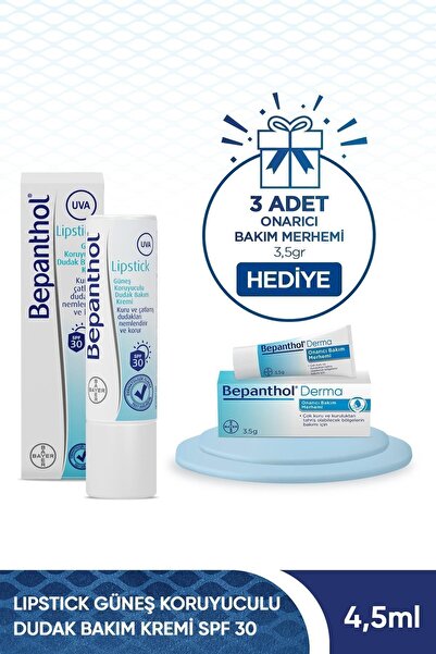Bepanthol Lipstick Spf 30 Güneş Koruyuculu 4,5 gr 3 Adet Onarıcı Bakım Merhem...