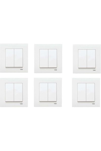 VİKO Viko Karre Double White Color Commutator Switch 6 Pieces - Framed