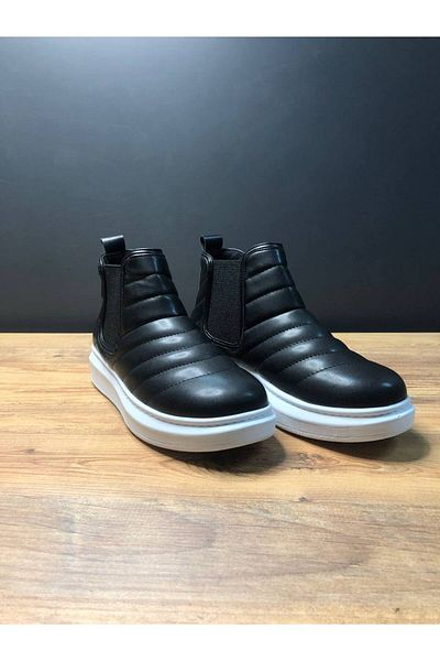 BZ Moda B205 Ορθοπεδικές Ανδρικές Μπότες - Αδιάβροχες και Ψυχρές, Χειμερινές Μπότες Καπιτονέ χωρίς κορδόνια BT Μαύρο