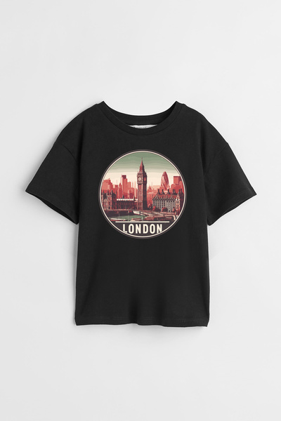 Darkia تي شيرت للأطفال للجنسين - مجموعة مناظر طبيعية لمدينة إنجلترا لندن لندن...