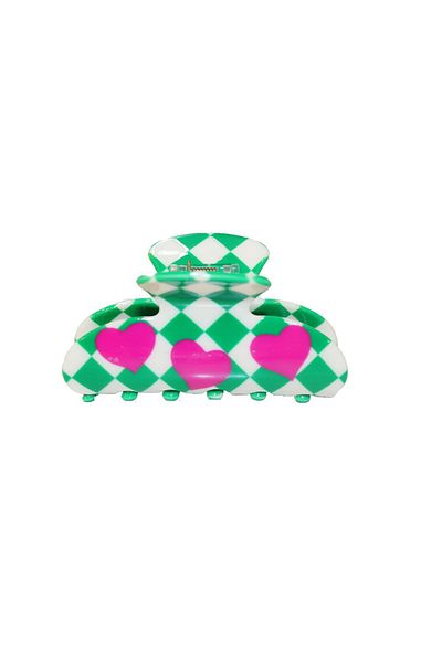 Roberta Lorenz Green Checkered - Cherry Acetate Latch Buckle