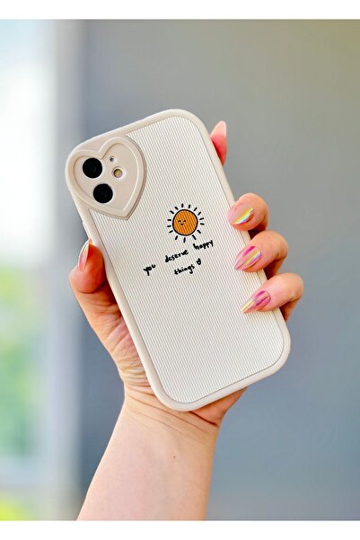 MİRAZ TASARIM IPHONE 11 KALP DETAY GÜNEŞ VE YAZI DETAYLI KILIF