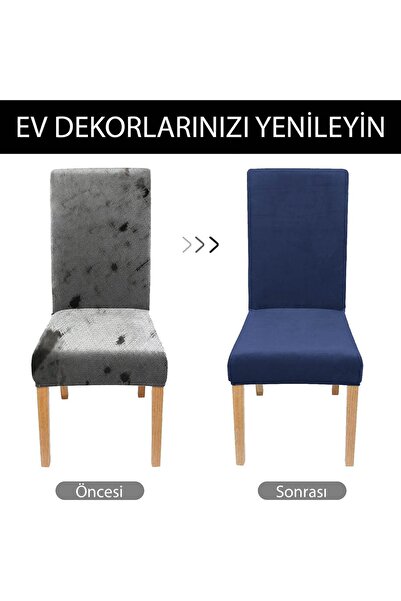 Faiend Kaliteli Likralı Kadife Sandalye Örtüsü Sandalye Kılıfı Mutfak Sandalye Örtüsü Sandalye Koruma 4lü