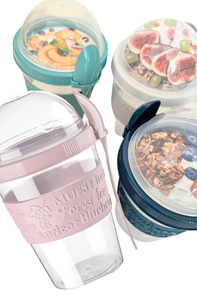 BLACK DEER Go Detox - 600 ml Yogurt Muesli Container with Lid, Spoon and Fruit, Nutrition Diet