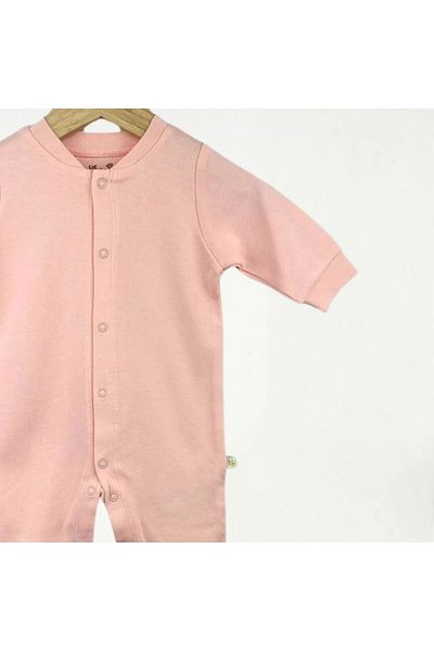 For My Baby Pink Combed Cotton Jumpsuit - Front Snaps and Booties