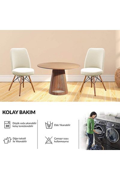 Faiend Washable Stretch Elastic Lycra Oval Chair Cover - Round Chair Cover (Cream-Color)