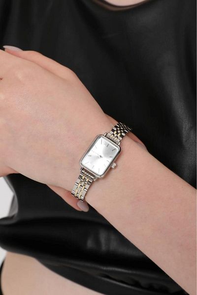 OQQO Luna Silver Dial Gold Silver Cord Women's Wristwatch