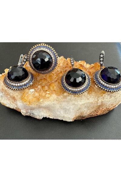 Aysesa Safir ve Zirkon Taşlı Kadın Gümüş Set (2Küpe+Kolye+Yüzük) 925 Ayar 56....