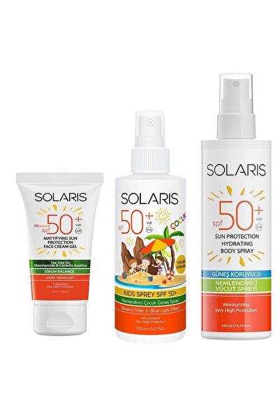 SOLARIS Yağlı Ciltler Için Spf 50 Güneş Kremi Ve Çocuk Güneş Kremi Sprey Ve G...