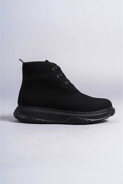 BZ Moda B204 Ανδρικές χειμερινές μπότες σουέτ με ορθοπεδική σόλα και ανθεκτικές στο νερό και το κρύο - ST Black