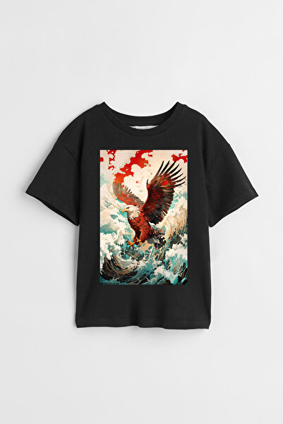 Darkia تي شيرت للأطفال للجنسين مطبوع عليه النسر الطائر