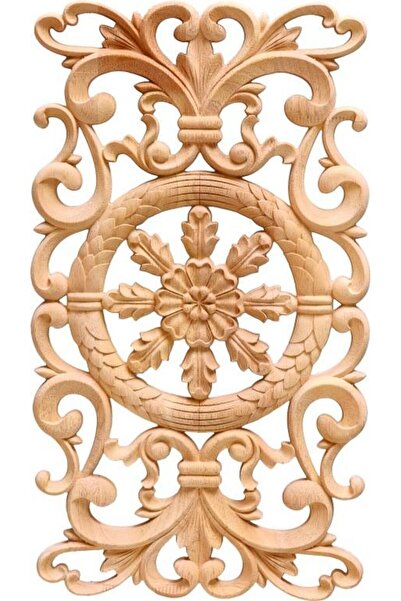 ALTIN İŞ Aplik Orta Göbek Boyanabilir Ahşap Desenli Işlemeli Dekoratif Aksesu...