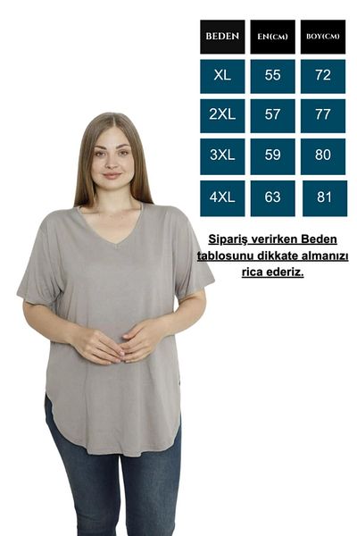 Trendbade Butik Large Size Women's V-Neck T-shirt