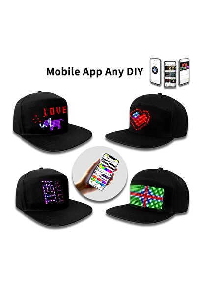 Doppler Uygulama Destekli LED Kasket Parti Şapkası Çok Renkli Led Işıklı Şarjlı Kablosuz Uygulamalı