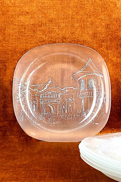 Paşabahçe 6 Piece Glass Square Cake Serving Plate 10468 Meet Me In Istanbul Kule Dibi