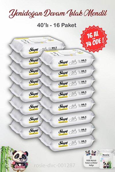 Sleepy 40 pcs ROSIE Newborn Wet Baby Care Towels - BUY 16 GET 14 Sleepy