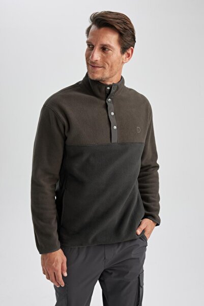 DeFacto Discovery Channel Stand Collar Relax Fit Fleece Sweatshirt A5351ax23au