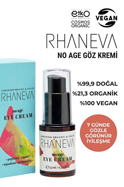RHANEVA NO AGE Göz Kremi, Organik ve Vegan Sertifikalı, 15 ml