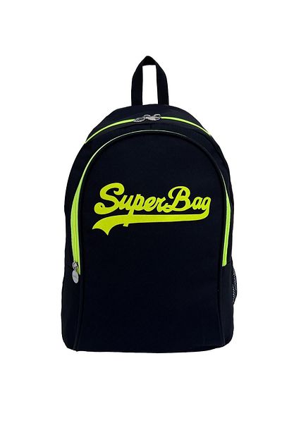 Superbag Backpack Black-phosphorescent Yellow Travel Course School Daily Use