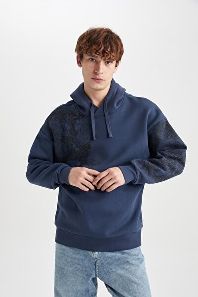 DeFacto Kapucnis oversize nyomott pulóver - A7469ax23wn