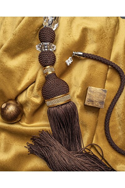 MEFAKS TEKSTİL Polyester Başlıklı Kordon Sarım Kahverengi( 2 Braçol+ 1 Sarkıt)