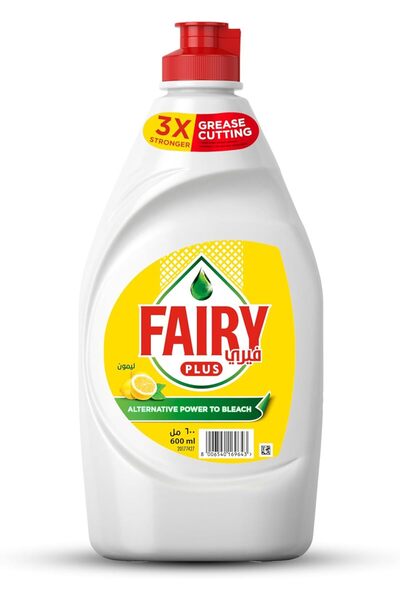 Fairy صابون سائل غسيل الأطباق بنكهة الليمون، مع قوة بديلة للتبييض، 600 مل