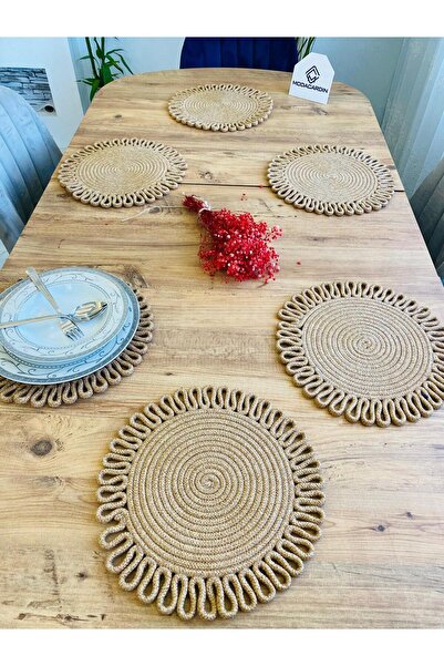 BDZ DERİ 6 bucăți de farfurii de prezentare din paie de iută - Supla de servi...