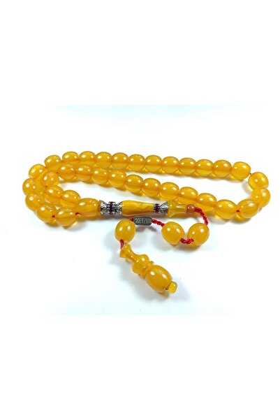 İskeçe Tesbih Ebu Zeyn Usta Işi Imzalı 925 Ayar Nakkaş Imame Sıkma Kehribar S...