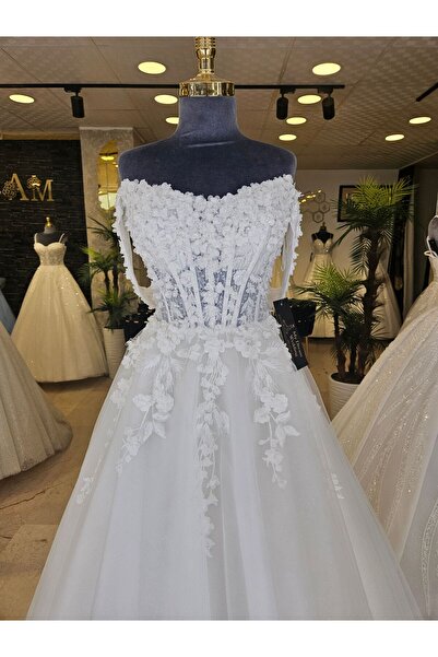 BY SD MY DREAM Strapless Floral Print Low Sleeve Wedding Dress